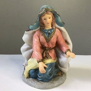 Christmas Nativity Mary Figurine Replacement Piece Hand Painted Porcelain 6.25”
